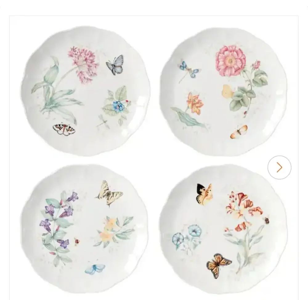 LENOX BUTTERFLY MEADOW HERBS ACCENT PLATES SET OF 4